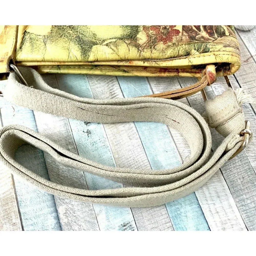 MAURIZIO TAIUTI FLOWERS MULTICOLOR GENUINE LEATHER X-BODY MESSENGER SHOULDER BAG